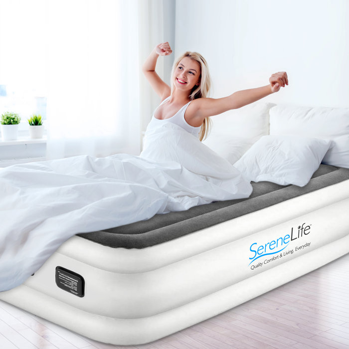 SereneLife 8" Elevated Mattress With BuiltIn PumpDurable Automatic Electric Inflation Blow Up